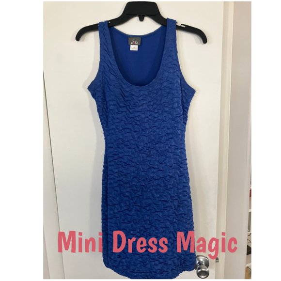 Dots Dresses & Skirts - Blue with Silver Metallic Threads Mini Dress